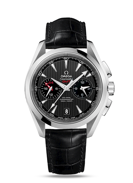 Omega Seamaster Aqua Terra 150M Co-Axial GMT Chronograph 43mm Black / Alligator (231.13.43.52.06.001)