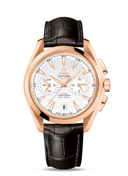Omega Seamaster Aqua Terra 150M Co-Axial GMT Chronograph 43mm Gold / Silver / Alligator (231.53.43.52.02.001) Omega Seamaster Aqua Terra 150M Co-Axial GMT Chronograph 43mm Gold / Silver / Alligator (231.53.43.52.02.001)