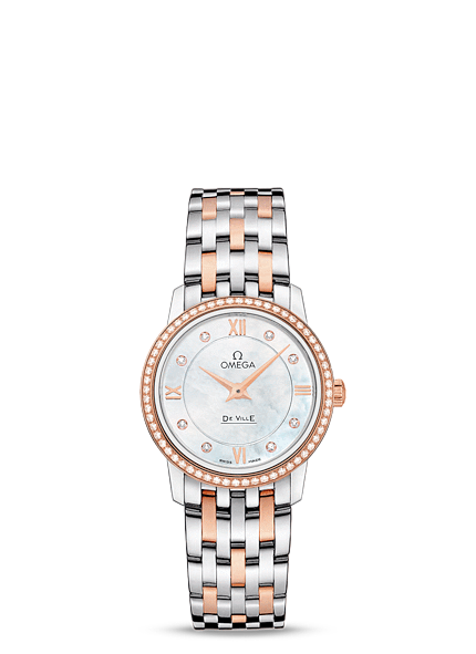 Omega Deville Prestige Quartz 27mm Two Tone Red / Diamond (424.25.27.60.55.002)