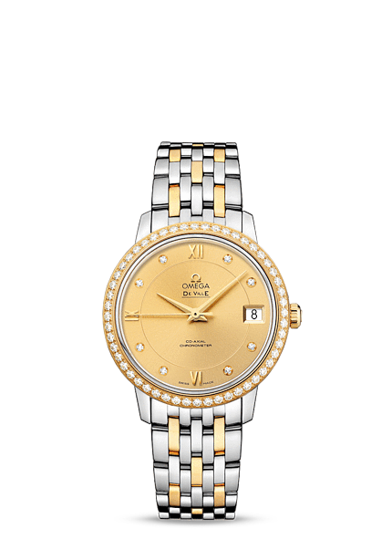 Omega DeVille Prestige Co-Axial 32.7 Two Tone Diamond Bracelet (424.25.33.20.58.001)