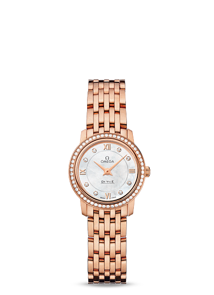 Omega Deville Prestige Quartz Ladies 24.5mm Red Gold / Diamond / MOP (424.55.24.60.55.002)