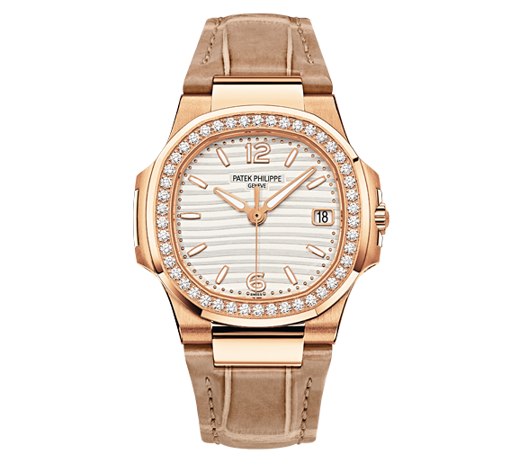 Patek Philippe Nautilus 7010 Rose Gold Silvery White Strap (7010R-011)
