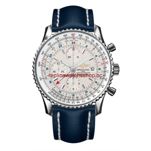 Breitling Navitimer World Silver / Blue Calf (A2432212.G571.101X) Breitling Navitimer World Silver / Blue Calf (A2432212.G571.101X)