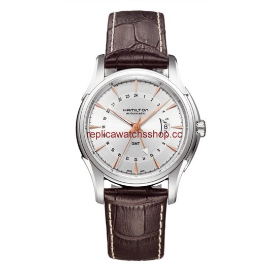 Hamilton Jazzmaster Traveler GMT 42mm Silver Dial / Gold Indexen (H32585557)