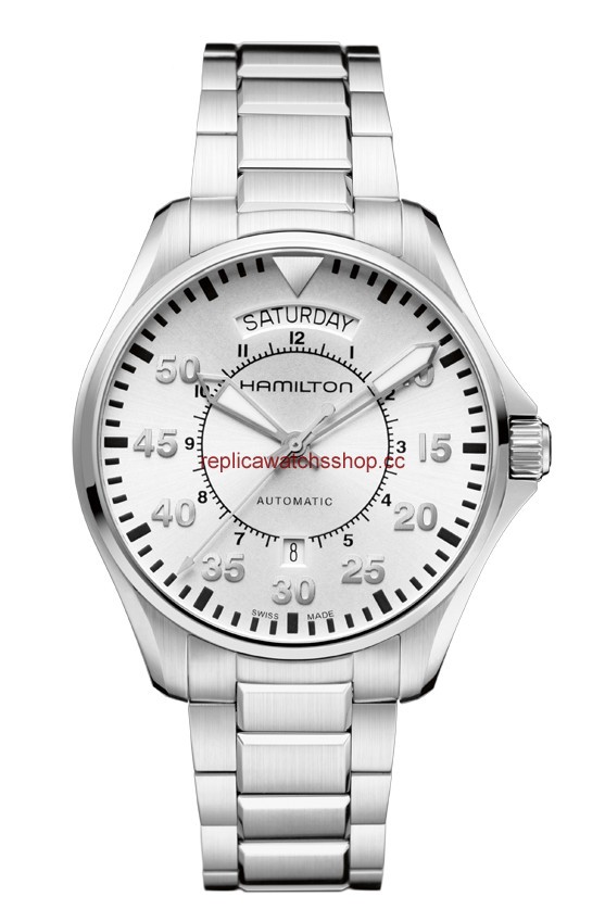 Hamilton Khaki Pilot Day Date Silver Bracelet (H64615155) Hamilton Khaki Pilot Day Date Silver Bracelet (H64615155)
