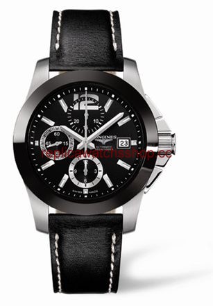 Longines Conquest Chronograph Ceramic Leather (L3.661.4.56.0) Longines Conquest Chronograph Ceramic Leather (L3.661.4.56.0)