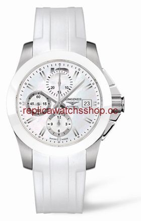 Longines Conquest Chronograph White Ceramic Rubber (L3.661.4.86.2)