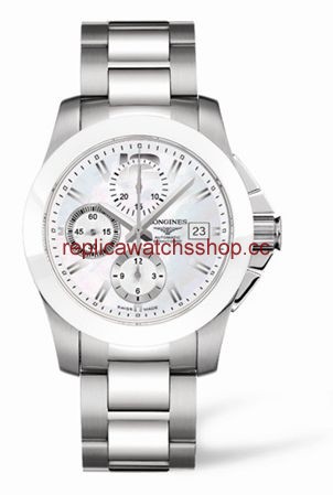 Longines Conquest Chronograph White Ceramic Bracelet (L3.661.4.86.6)