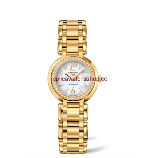 Longines PrimaLuna Automatic 26.5 Yellow Gold Diamond Funky MOP (L8.111.7.83.6)
