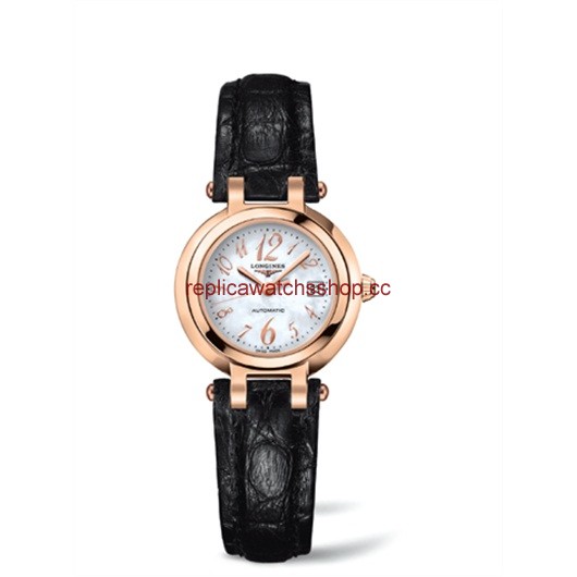 Longines PrimaLuna Automatic 26.5 Pink Gold Leather Funky MOP (L8.111.8.83.2)