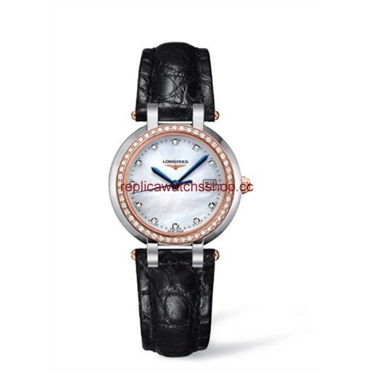 Longines PrimaLuna Quartz 30 Two Tone Pink Diamond MOP Leather (L8.112.5.89.2)