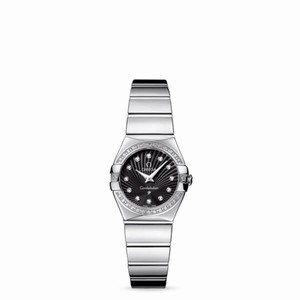 Omega Constellation 24mm Quartz Polished Diamond Bezel / Black Supernova (123.15.24.60.51.002)