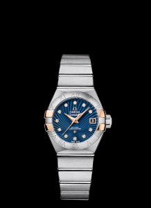 Omega Constellation 27mm Co-Axial Brushed Gold Claws / Blue Supernova (123.20.27.20.53.002) Watch