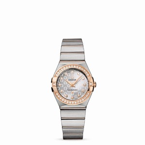 Omega Constellation 27mm Quartz Brushed Two Tone / Diamond Bezel / Silver Omega (123.25.27.60.52.001) Watch