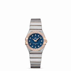 Omega Constellation 27mm Quartz Brushed Two Tone / Diamond Bezel / Blue Supernova (123.25.27.60.53.001) Watch