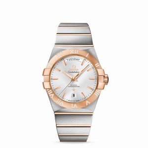 Omega Constellation Day-Date 38mm Co-Axial Brushed Two Tone Red / Diamond (123.25.38.22.02.001) Watch
