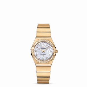 Omega Constellation 27mm Quartz Brushed Yellow Gold / Diamond Bezel / MOP Supernova (123.55.27.60.55.003) Watch