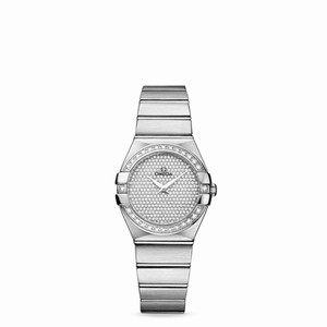 Omega Constellation 27mm Quartz Brushed White Gold / Diamond Bezel / Diamond Dial (123.55.27.60.99.001) Watch