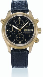 IWC Pilot's Watch Doppelchronograph Gold Black German (IW3711-13) Watch