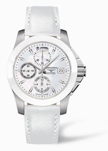 Longines Conquest Chronograph White Ceramic Leather (L3.661.4.86.0) Watch