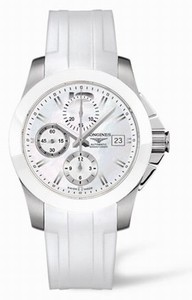 Longines Conquest Chronograph White Ceramic Rubber (L3.661.4.86.2) Watch