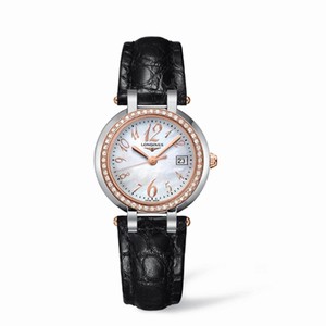Longines PrimaLuna Quartz 30 Two Tone Pink Diamond Leather Funky MOP (L8.112.5.88.2) Watch